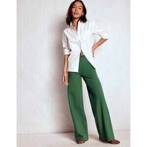 NWT BODEN Women Sz 4R Green Ponte Wide Leg Belgravia Trousers Pants $129
